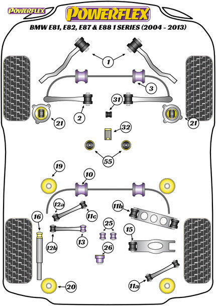 Powerflex Track Shifter Arm Rear Bushes - BMW E81, E82, E87 & E88 1 Series (2004-2013)
