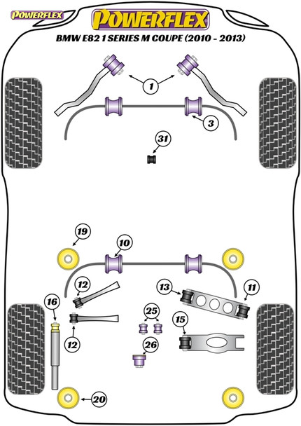 Powerflex Track Rear Subframe, Front Bushes - BMW E82 1 Series M Coupe (2010-2012)