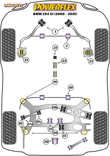 Powerflex Rear Subframe Front Mounting Bush (Fast Road) - BMW E84 X1 (2008-2015)