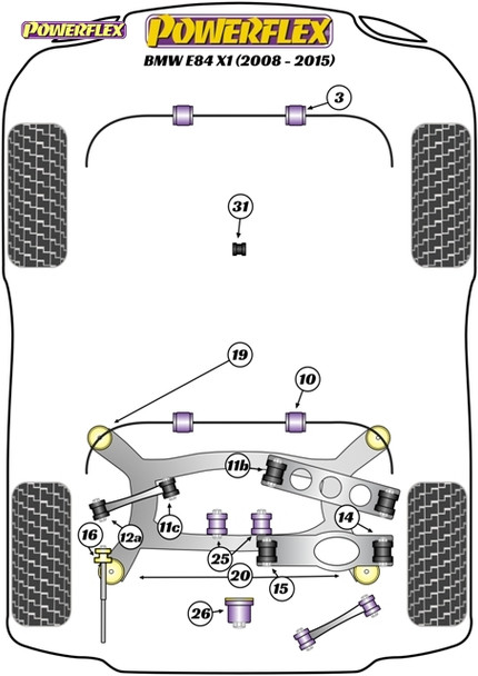 Powerflex Track Rear Anti Roll Bar Mounting Bushes 15mm - BMW E84 X1 (2008-2015)
