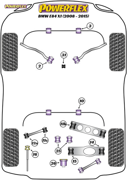 Powerflex Shift Arm Front Bushes Oval - BMW E84 X1 xDrive (2008-2015)
