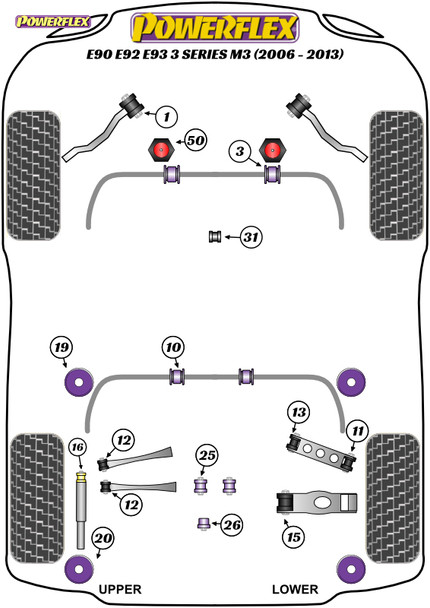 Powerflex Front Radius Arm To Chassis Bushes - BMW E90, E91, E92 & E93 3 Series (2005-2013) -
