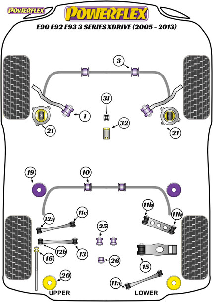 Powerflex Track Shifter Arm Rear Bushes - BMW E90, E91, E92 & E93 3 Series xDrive (2005-2013)