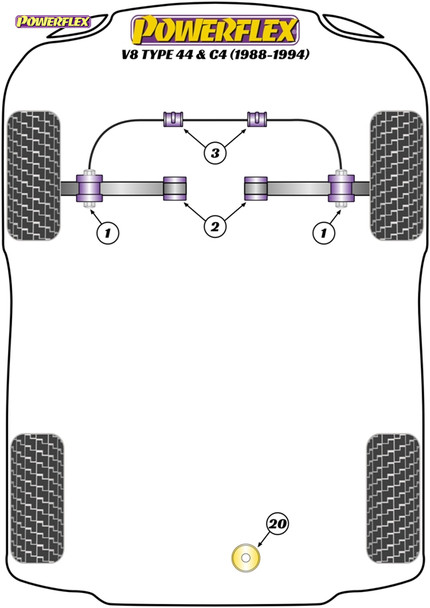 Powerflex Heritage Rear Diff Rear Mounting Bushes - Audi V8 Type 44 & C4 (1988-1994) Powerflex Heritage Rear Diff Rear Mounting Bushes - Audi V8 Type 44 & C4 (1988-1994)
