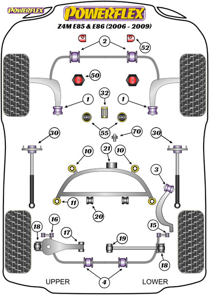 Powerflex Heritage Rear Anti Roll Bar Mounting Bush 21.5mm - BMW Z4M E85 & E86 (2006-2009)