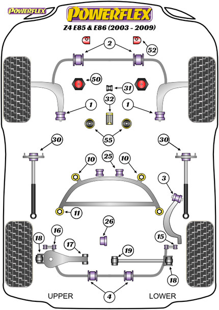 Powerflex Transmission Mounting Bushes (Track) - BMW Z4 E85 & E86 (2003-2009)