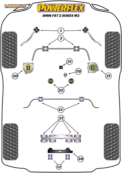 Powerflex Track Rear Diff Rear Mounting Bush - BMW F87 M2 Coupe (2015 on)