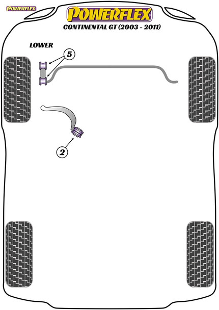 Powerflex Track Front Lower Radius Arm to Chassis Bushes - Bentley Continental GT (2003 - 2011)