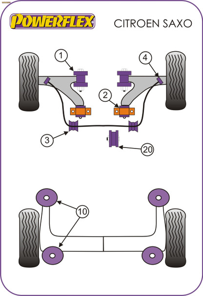 Powerflex Track Front Wishbone Front Bushes - CITROEN Saxo inc VTS/VTR (1996-2003) - Powerflex Track Front Wishbone Front Bushes - CITROEN Saxo inc VTS/VTR (1996-2003) -