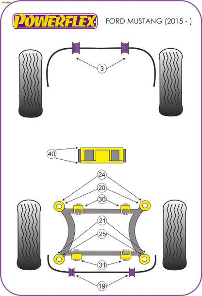 Powerflex Track Rear Diff Mount Rear Bushes Insert - Ford Mustang (2015 -)