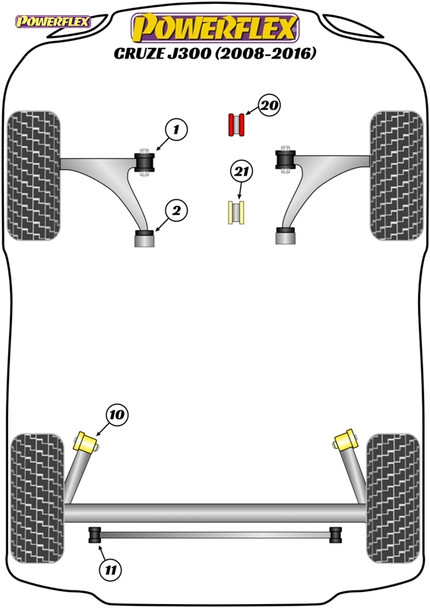 Powerflex Rear Panhard Rod Outer Bushes - Holden Cruze MK1 J300 (2008 - 2016)