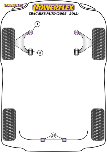 Powerflex Front Lower Arm Rear Bush - Honda Civic Mk8 FA/FD Sedan (2005 - 2012) Powerflex Front Lower Arm Rear Bush - Honda Civic Mk8 FA/FD Sedan (2005 - 2012)