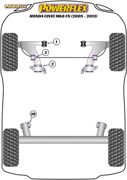 Powerflex Track Rear Beam Mounting Bushes - Honda Civic Mk8 FK/FN (2005 - 2012) Powerflex Track Rear Beam Mounting Bushes - Honda Civic Mk8 FK/FN (2005 - 2012)