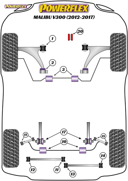 Powerflex Track Rear Upper Arm Inner Bushes - Holden Malibu MK8 V300 (2012 - 2017)