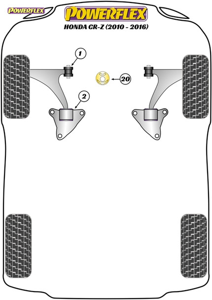 Powerflex Front Wishbone Rear Bushes - Honda CR-Z (2010 - 2016)