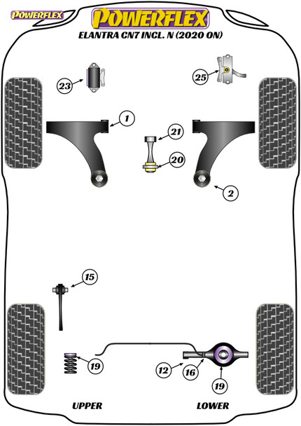 Powerflex Track Rear Lower Rear Control Arm Bushes - Hyundai Elantra AE/CN7 inc N (2020 on) Powerflex Track Rear Lower Rear Control Arm Bushes - Hyundai Elantra AE/CN7 inc N (2020 on)