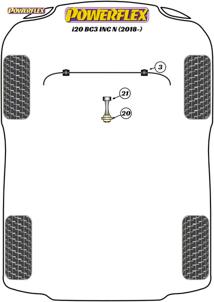 Powerflex Front Anti Roll Bar Bushes 20mm - Hyundai i20 BC3 nc N (2018 on)