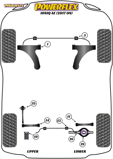 Powerflex Track Rear Upper and Lower Spring Pads - Hyundai Ioniq AE (2017 on)