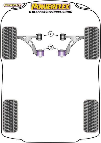 Powerflex Front Track Control Arm Rear Bushes - Mercedes-Benz W202 (1994 - 2000) Powerflex Front Track Control Arm Rear Bushes - Mercedes-Benz W202 (1994 - 2000)