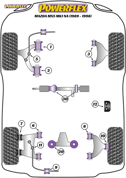 Powerflex Heritage Rear Diff Mounting Bushes Insert - Mazda MX-5, Miata, Eunos Mk1 NA (1989-1998) Powerflex Heritage Rear Diff Mounting Bushes Insert - Mazda MX-5, Miata, Eunos Mk1 NA (1989-1998)