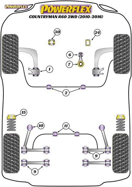 Powerflex Upper Engine Mount Insert (Petrol/Tuned Diesel) - Mini Countryman R60 2WD (2010-2016)