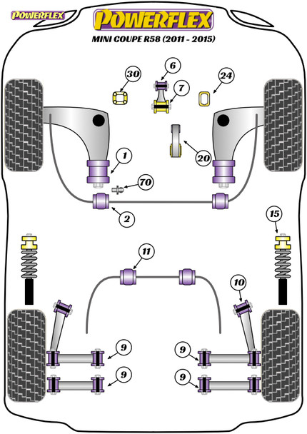 Powerflex Front Wishbone Rear Bush & Bracket - Mini R58 Coupe (2011 - 2015)