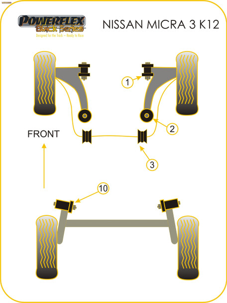 Powerflex Front Arm Front Bushes - Nissan Note / Tiida (2006 - 2011) Powerflex Front Arm Front Bushes - Nissan Note / Tiida (2006 - 2011)
