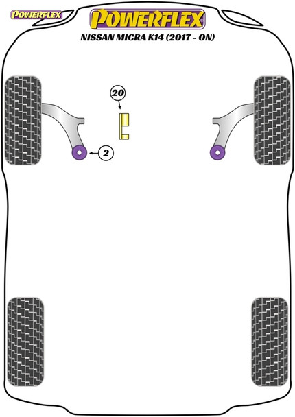 Powerflex Track Front Wishbone Rear Bushes - Nissan Micra (K14) MK5 (2017 - on) Powerflex Track Front Wishbone Rear Bushes - Nissan Micra (K14) MK5 (2017 - on)
