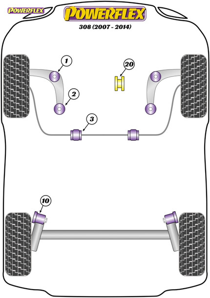 Powerflex Lower Rear Engine Mount Bush - Fast Road/Track - Peugeot 308 (2007-2014)