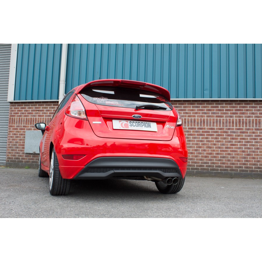Scorpion Ford Fiesta MK7 1.0T EcoBoost Resonated Cat Back System with Polished Twin Daytona Tailpipe (Zetec S Rear Bumper) Scorpion Ford Fiesta MK7 1.0T EcoBoost Resonated Cat Back System with Polished Twin Daytona Tailpipe (Zetec S Rear Bumper)