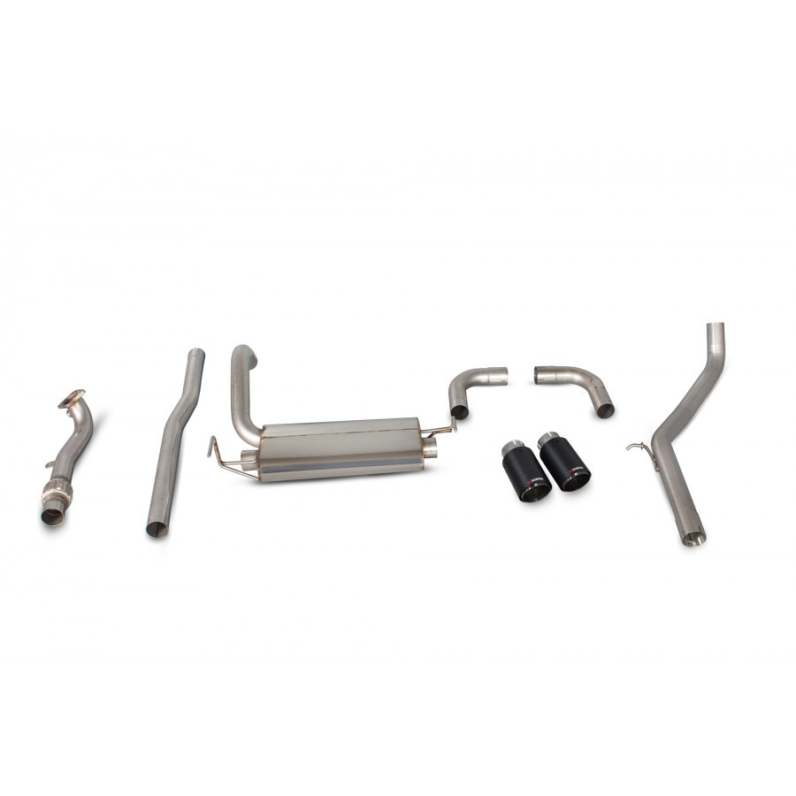 Scorpion Abarth 500 / 595 Non Resonated Cat Back Exhaust with Carbon Ascari Tailpipes (Garrett Turbo) Scorpion Abarth 500 / 595 Non Resonated Cat Back Exhaust with Carbon Ascari Tailpipes (Garrett Turbo)