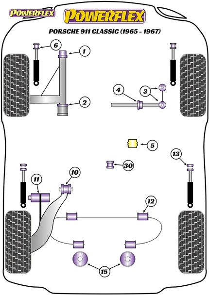 Powerflex Front Wishbone Rear Bush - Porsche 911 Classic (1965-1967)