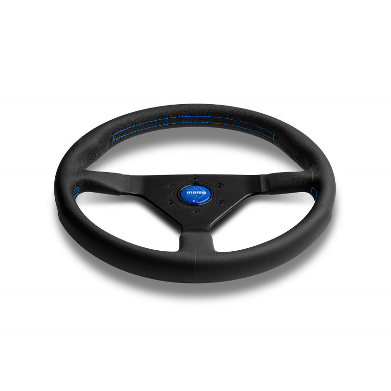 MOMO Montecarlo Steering Wheel - Black / Blue Leather (Street Series)