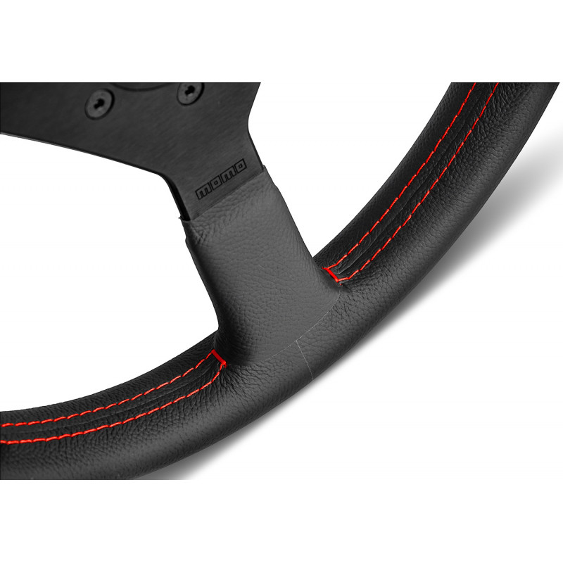 MOMO Montecarlo Steering Wheel - Black / Red Leather (Street Series)