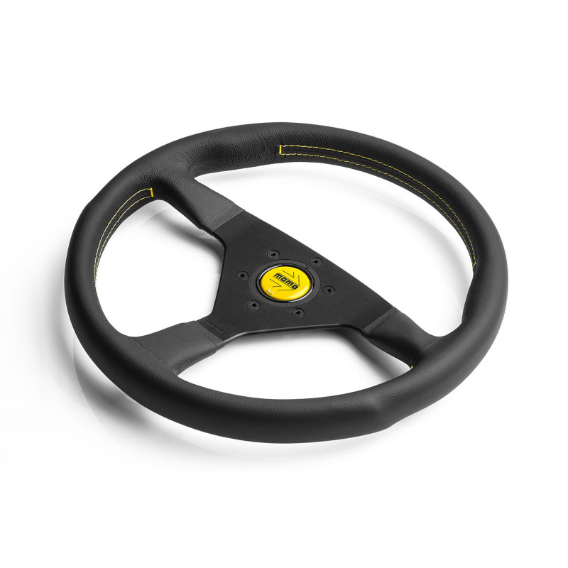 MOMO Montecarlo Steering Wheel - Black / Yellow Leather (Street Series)