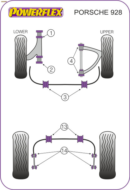 Powerflex Front Upper Arm Bushes - Porsche 928 (1978-1995) Powerflex Front Upper Arm Bushes - Porsche 928 (1978-1995)