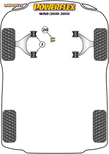 Powerflex Track Front Wishbone Front Bushes - Renault Wind (2010 - 2013)