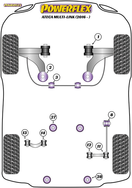 Powerflex Front Wishbone Rear Bushes - Seat Ateca Multi-Link (2016-ON) Powerflex Front Wishbone Rear Bushes - Seat Ateca Multi-Link (2016-ON)