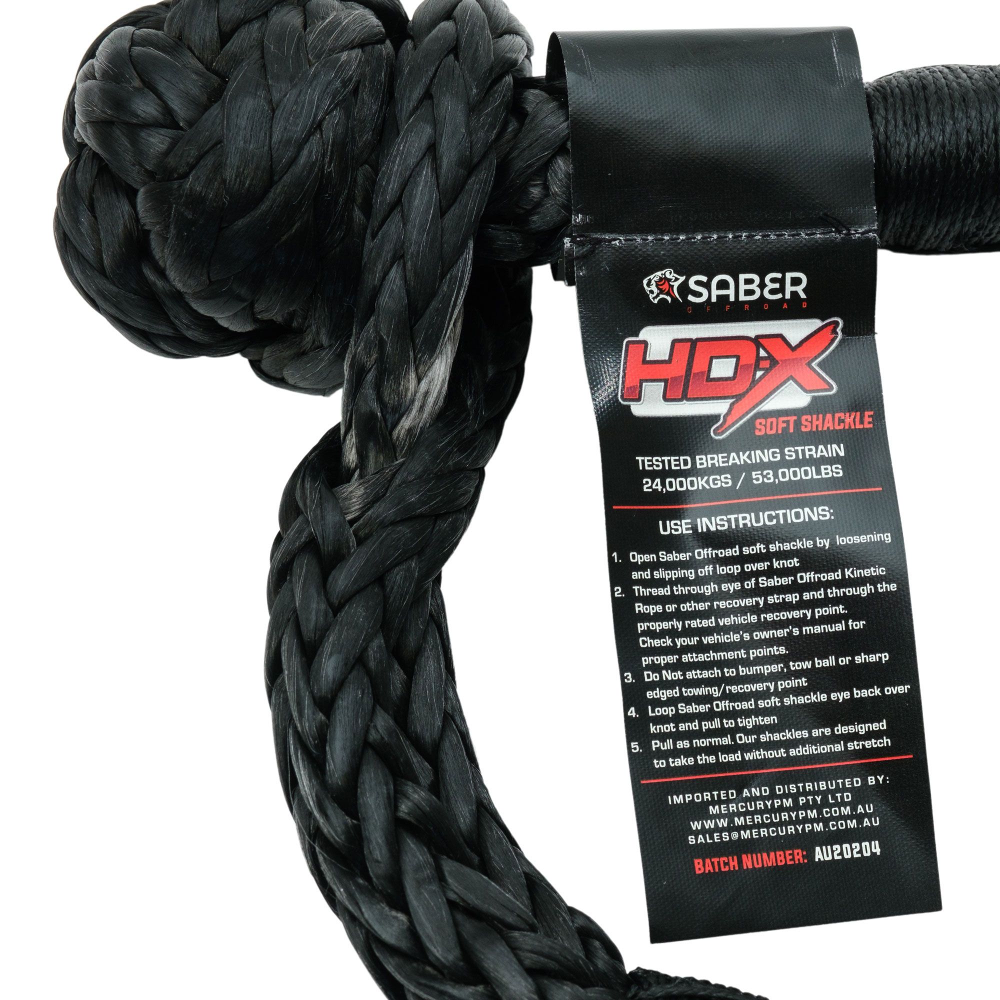 Saber 24,000kg HDX Technora Bound Soft Shackle