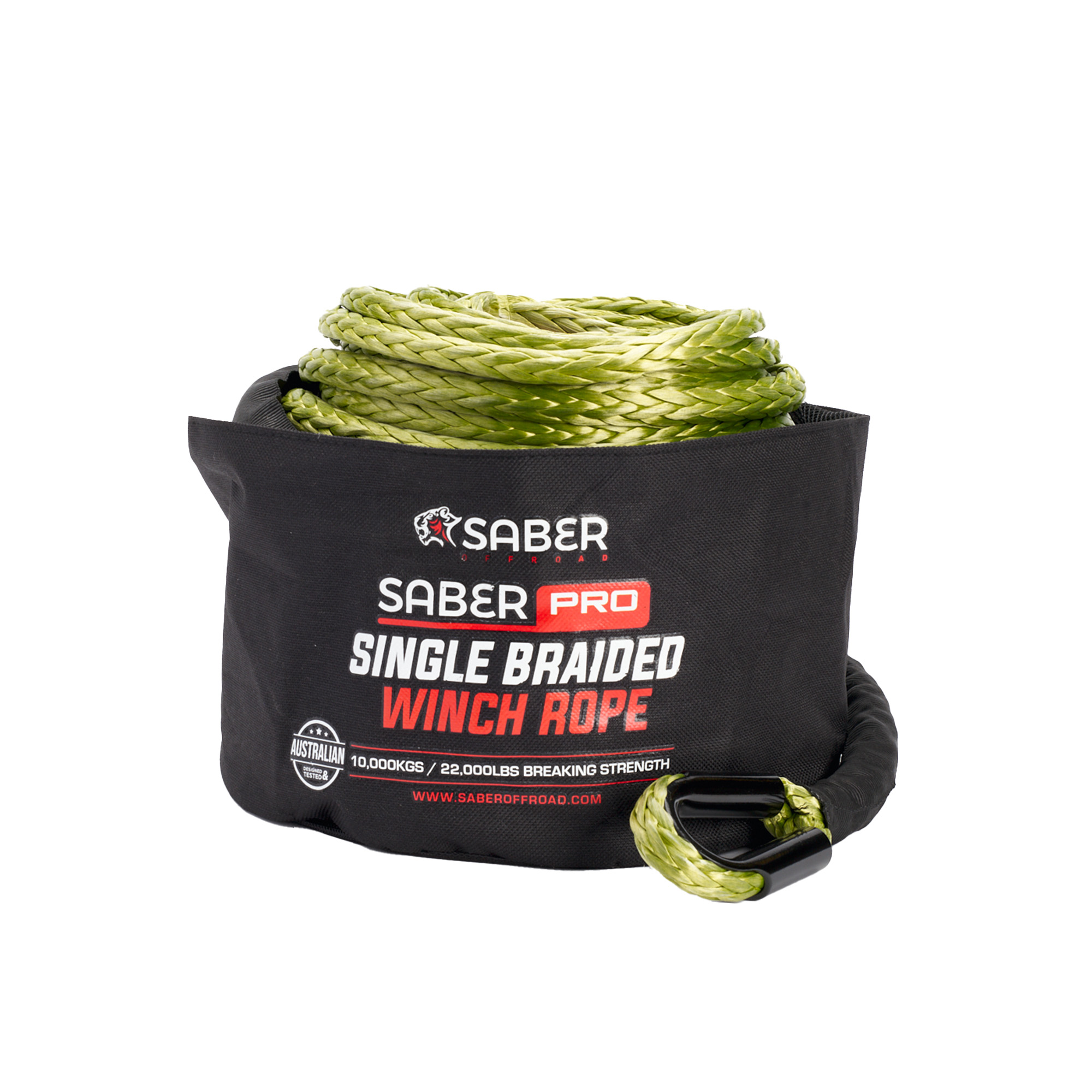Saberpro Single Braided Winch Rope – 9,500kg – 30m Saberpro Single Braided Winch Rope – 9,500kg – 30m
