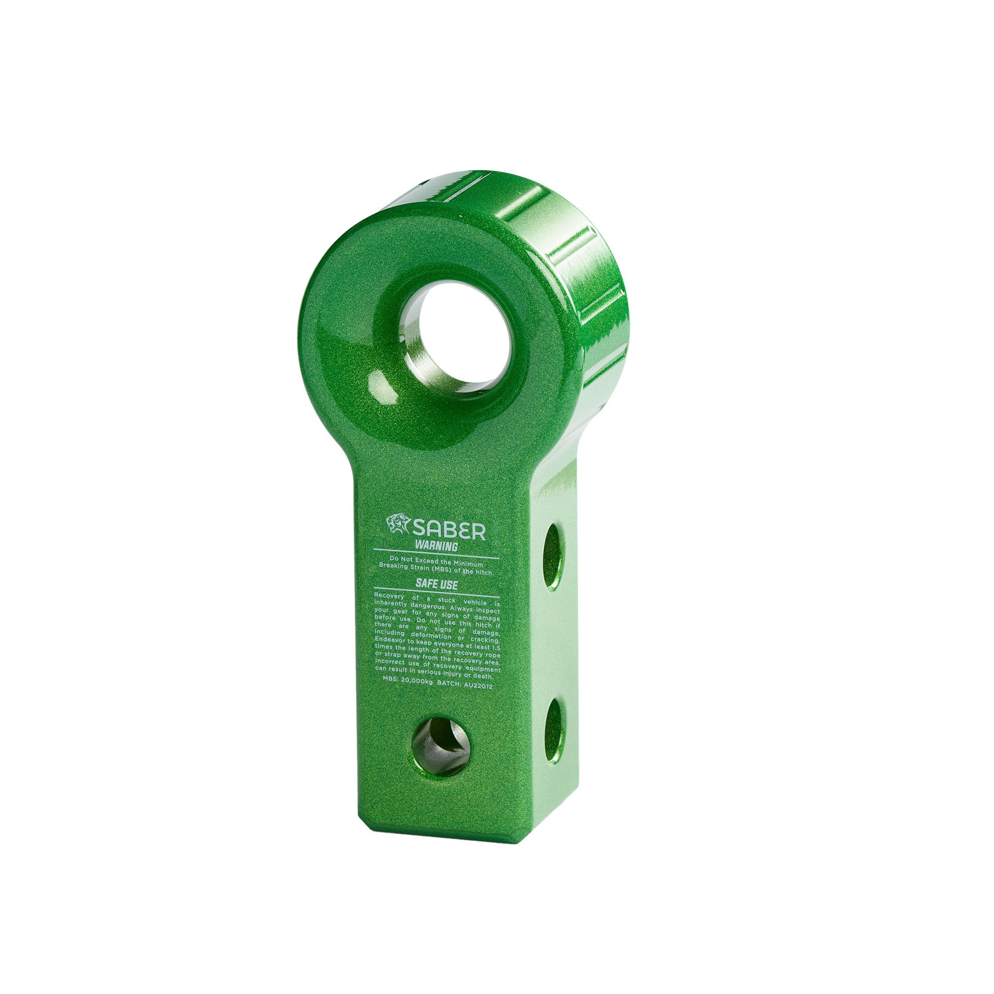 Saber 7075 Aluminium Rope Friendly Recovery Hitch - Green Prismatic & 9k Soft Shackle Saber 7075 Aluminium Rope Friendly Recovery Hitch - Green Prismatic & 9k Soft Shackle