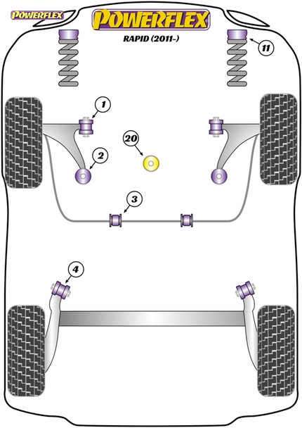 Powerflex Front Arm Rear Bushes - Skoda Rapid (2011- ) Powerflex Front Arm Rear Bushes - Skoda Rapid (2011- )