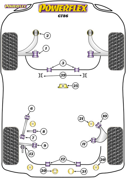 Powerflex Track Steering Rack Mounting Bush - Toyota 86 / GT86 Powerflex Track Steering Rack Mounting Bush - Toyota 86 / GT86