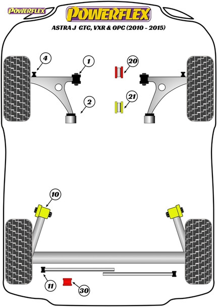 Powerflex Track Rear Beam Mounting Bushes - Astra MK6 - Vauxhall Astra J GTC, VXR & OPC (2010-2015) Powerflex Track Rear Beam Mounting Bushes - Astra MK6 - Vauxhall Astra J GTC, VXR & OPC (2010-2015)