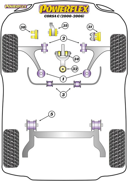 Powerflex Front Wishbone Rear Bushes - Vauxhall Corsa C (2000-2006) Powerflex Front Wishbone Rear Bushes - Vauxhall Corsa C (2000-2006)