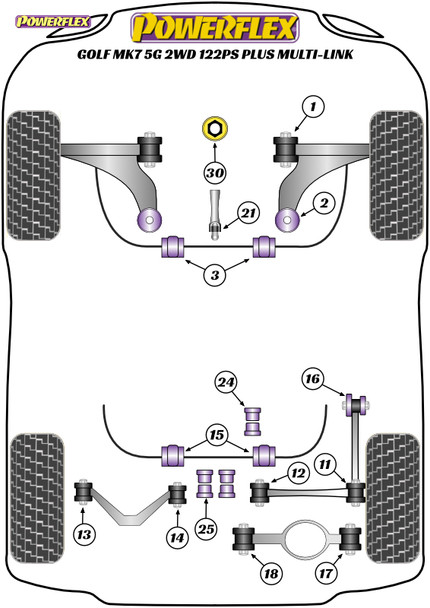 Powerflex Track Rear Upper Wishbone Outer Bushes Camber Adjustable - Volkswagen Golf MK7 5G 2WD 122PS plus Multi-link Powerflex Track Rear Upper Wishbone Outer Bushes Camber Adjustable - Volkswagen Golf MK7 5G 2WD 122PS plus Multi-link