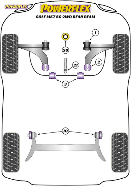 Powerflex Lower Torque Mount Small Bush - Volkswagen Golf MK7 5G 2WD up to 122PS Rear Beam /