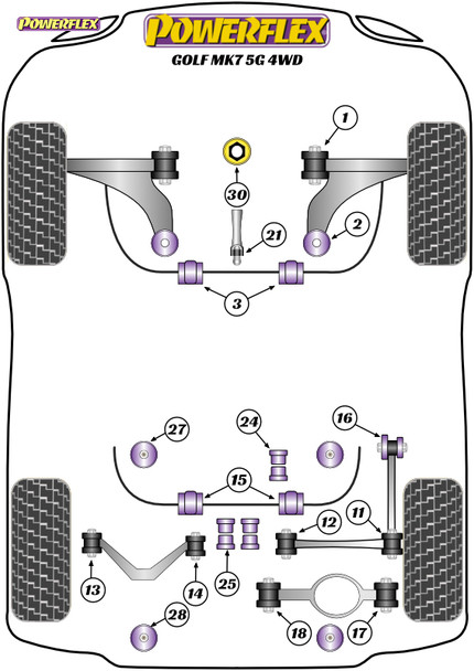 Powerflex Front Lower Engine Mount Hybrid Bush (Large) - Fast Road/Track - Volkswagen Golf MK7 5G 4WD inc R -