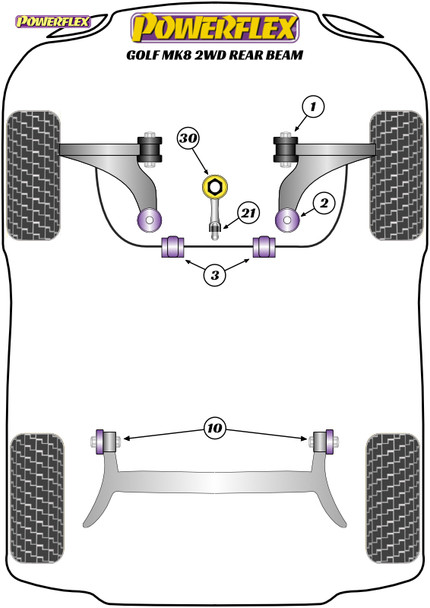 Powerflex Track Lower Torque Mount Small Bush - Volkswagen Golf Mk8 2wd Rear Beam - Powerflex Track Lower Torque Mount Small Bush - Volkswagen Golf Mk8 2wd Rear Beam -