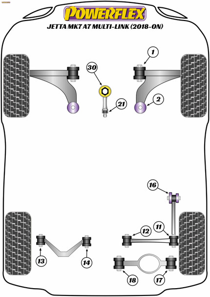 Powerflex Track Front Lower Engine Mount Hybrid Bush (Large) - Track/MSport - Volkswagen Jetta MK7 A7 Multi-Link (2018-ON)